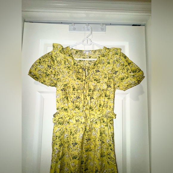 Calista boho Floral Yellow Midi ruffle Dress. Size Small. VGUC. - Picture 2 of 12